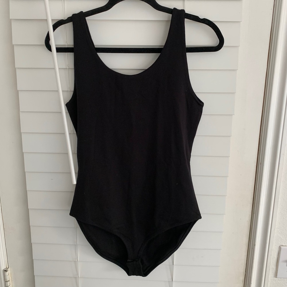 Pact Organic Cotton Bodysuit Womens Medium Black Scoop Neck Sleeveless Stretch